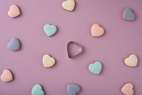 Multicolored Heart-Shaped Cookie with Cookie Cutter